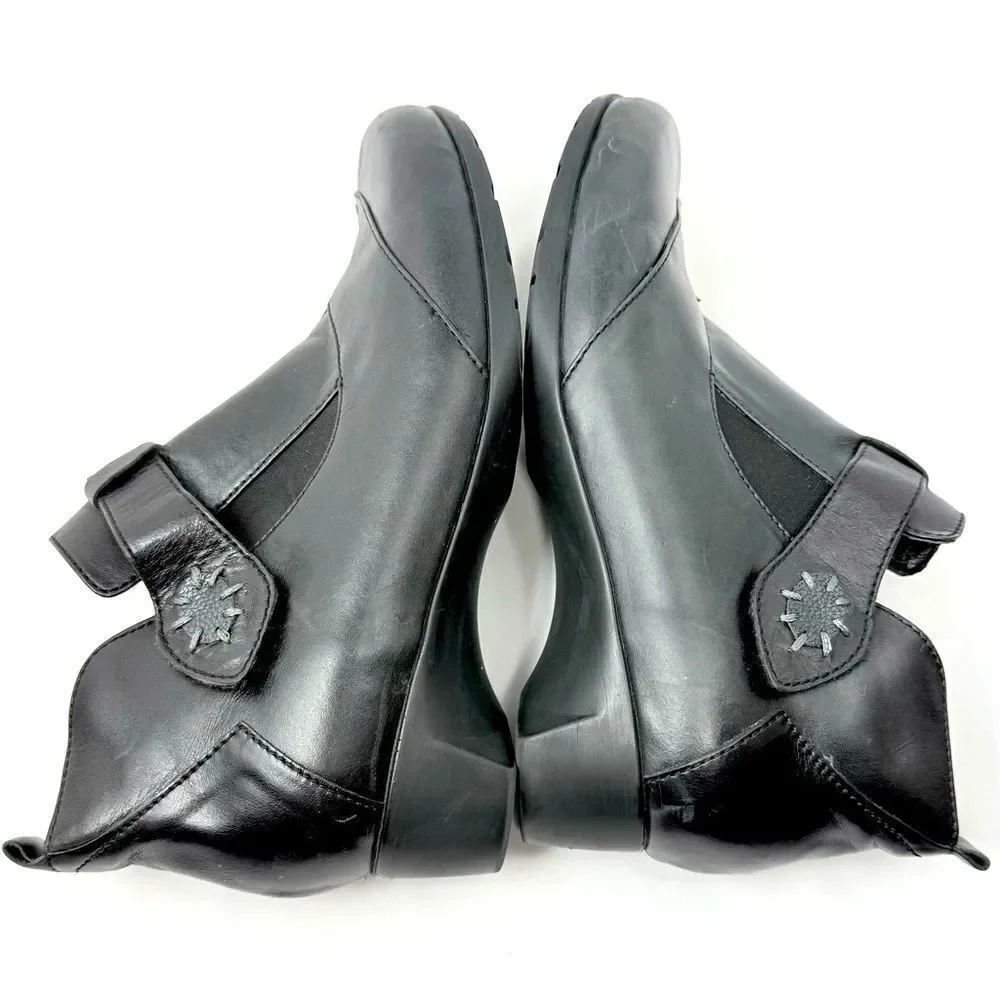 Wolky NAMIBIA Black Leather Cross Strap Support Orthotic Walking Ankle Boot
